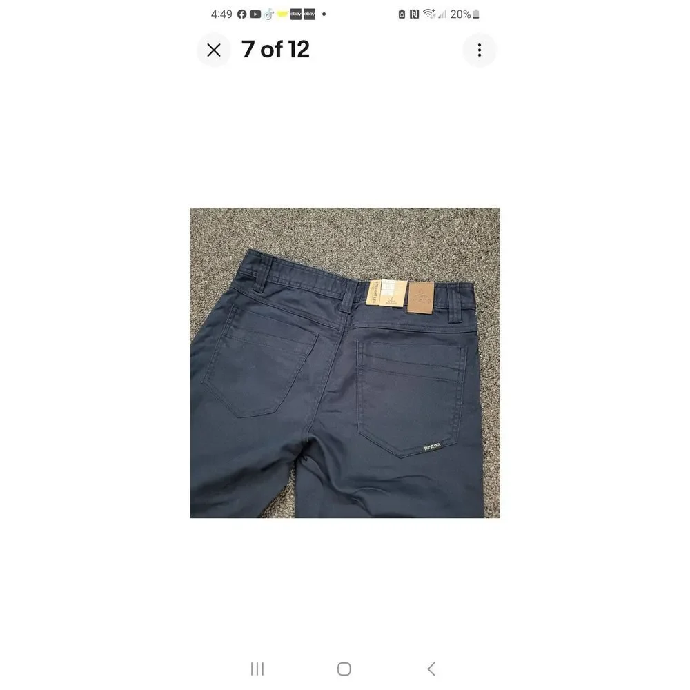 Prana Bridger Jeans Mens 30x36 Indie Blue Slim Straight Stretch 5 Pocket Organic